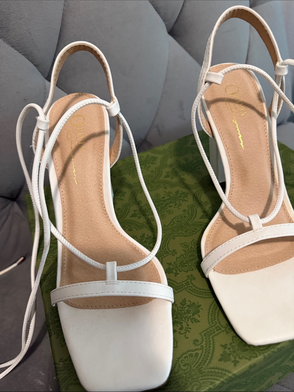 Women’s White Strappy Square-Toe Sandals
